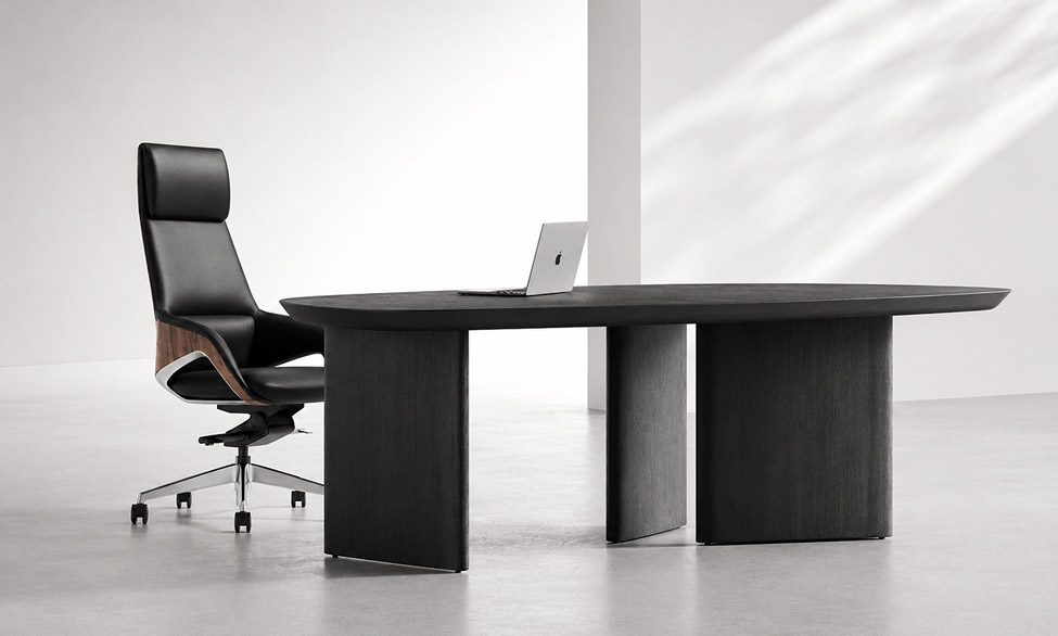 Doha Black Oak Veneer Executive Desk